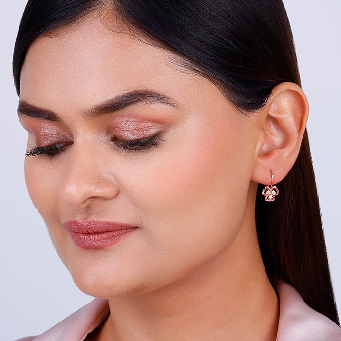 Anushka Sharma Rose Gold Three Leaf Clover Earrings
