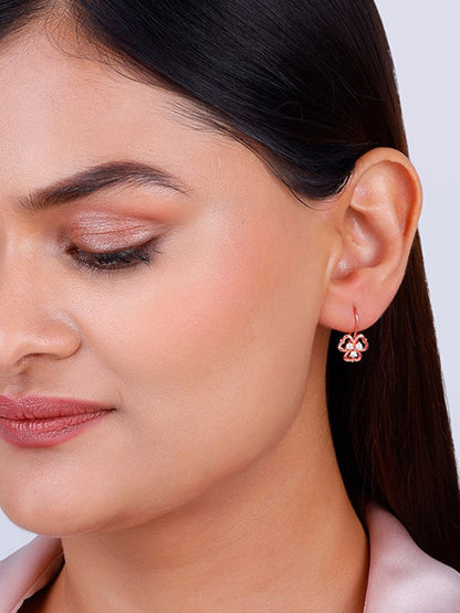 Rose Gold Three Leaf Clover Earrings