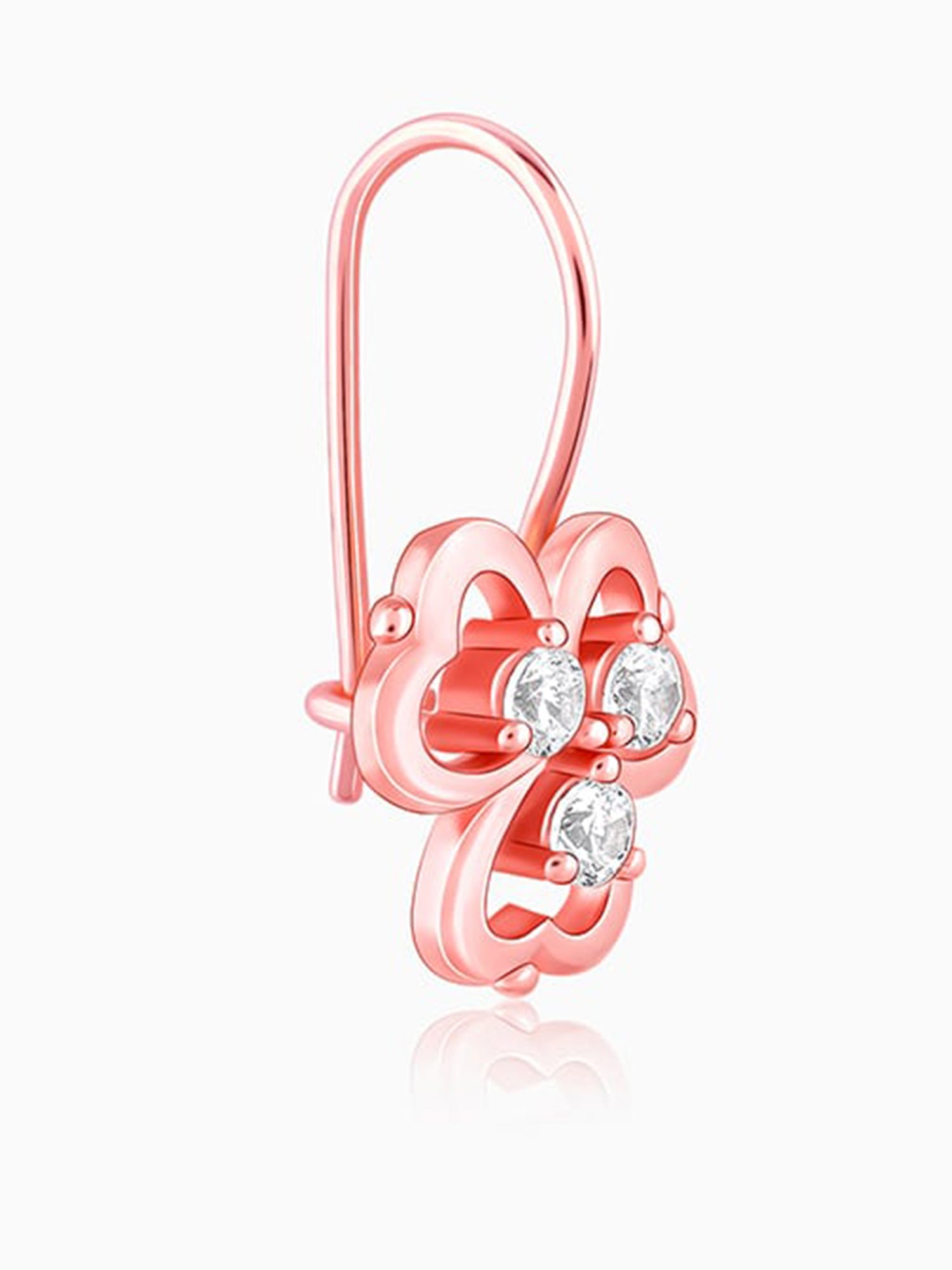 Rose Gold Three Leaf Clover Earrings