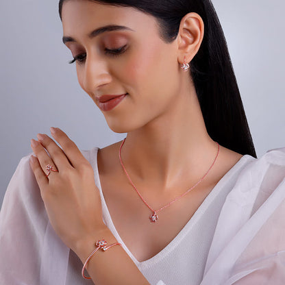 Rose Gold Three Leaf Clover Set of Four