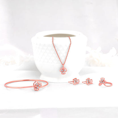 Rose Gold Three Leaf Clover Set of Four