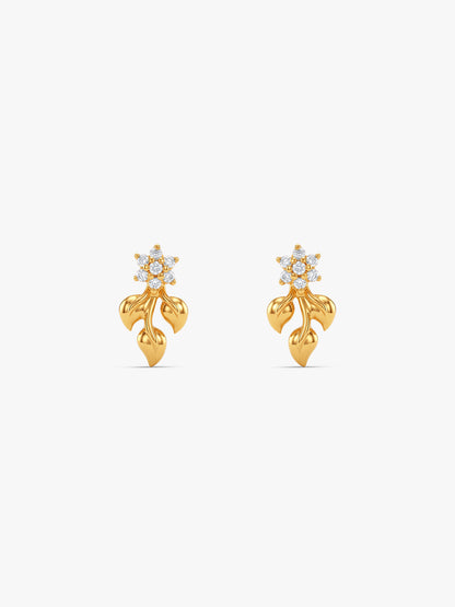 Golden Sparkling Foliage Earrings