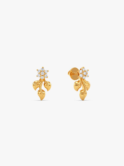 Golden Sparkling Foliage Earrings