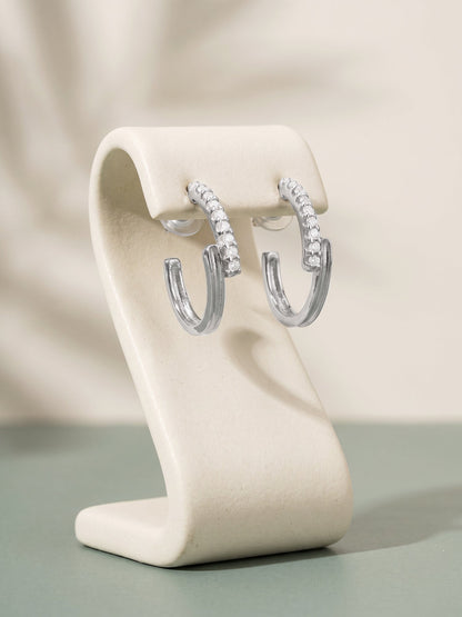 Silver Clarisse Half Hoop Earrings