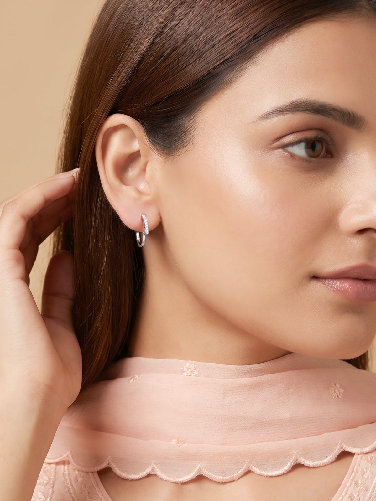 Silver Clarisse Half Hoop Earrings