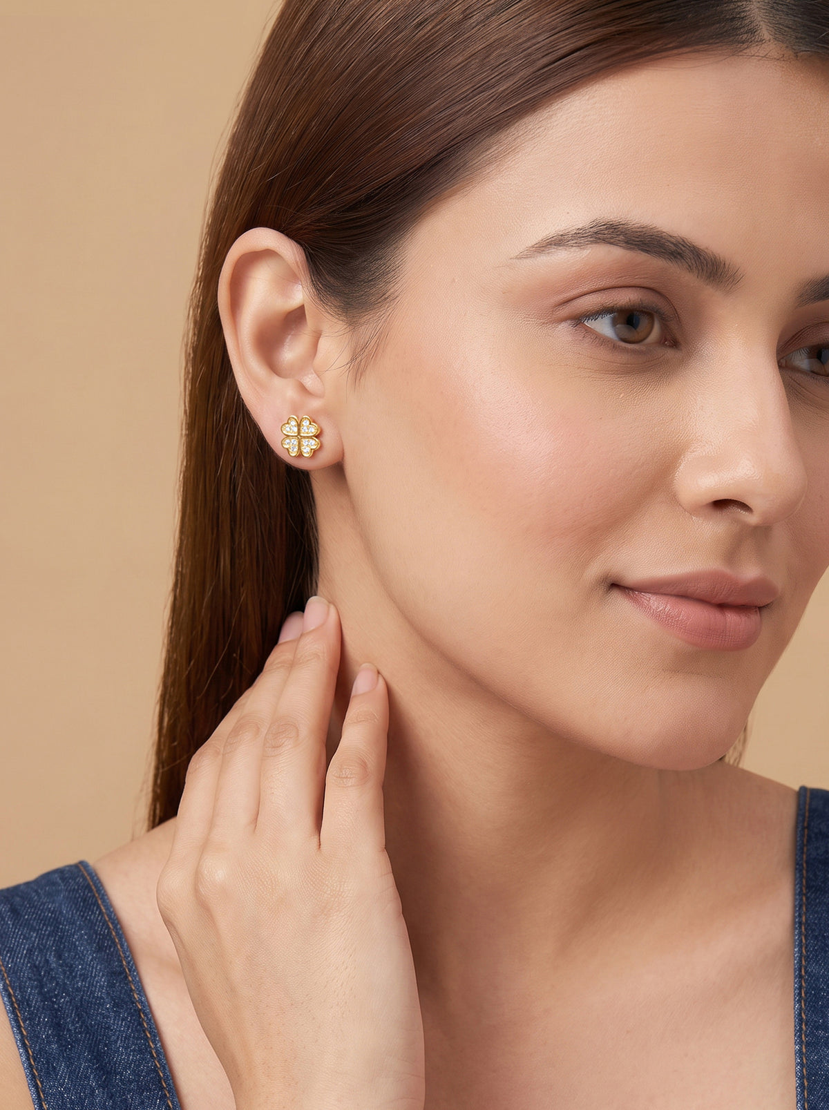 Golden Four Hearted Fortune Studs