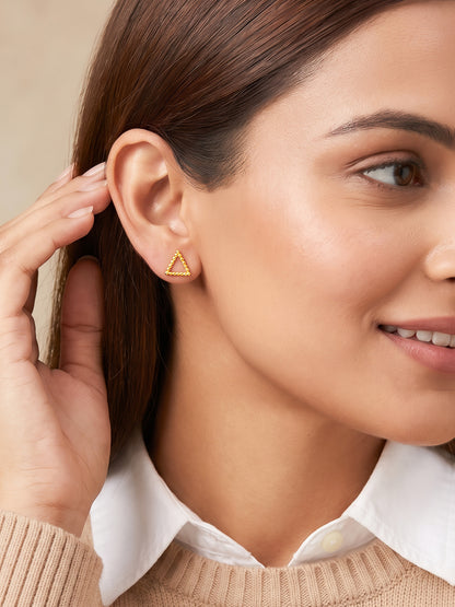 Golden Delta Beaded Stud Earrings