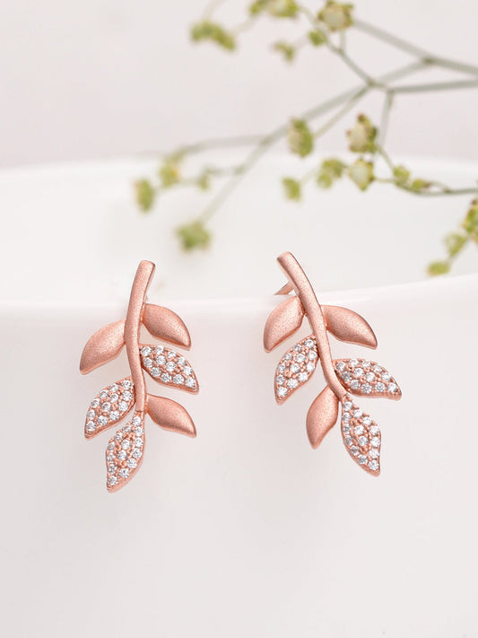 Anushka Sharma Rose Gold Matte Twig Earrings