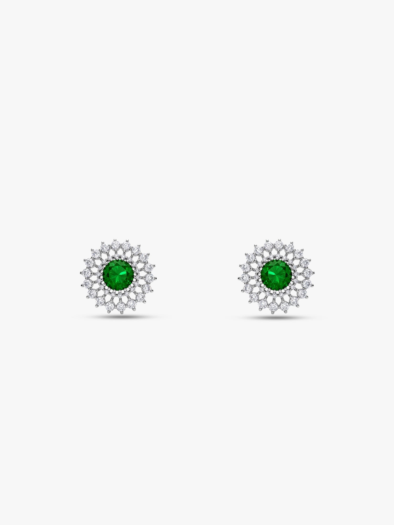 Silver Zircon Emerald Sunshine Studs