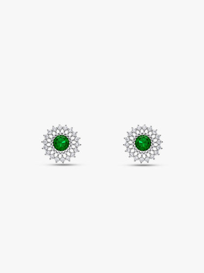 Silver Zircon Emerald Sunshine Studs
