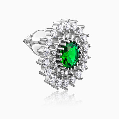 Silver Zircon Emerald Sunshine Studs