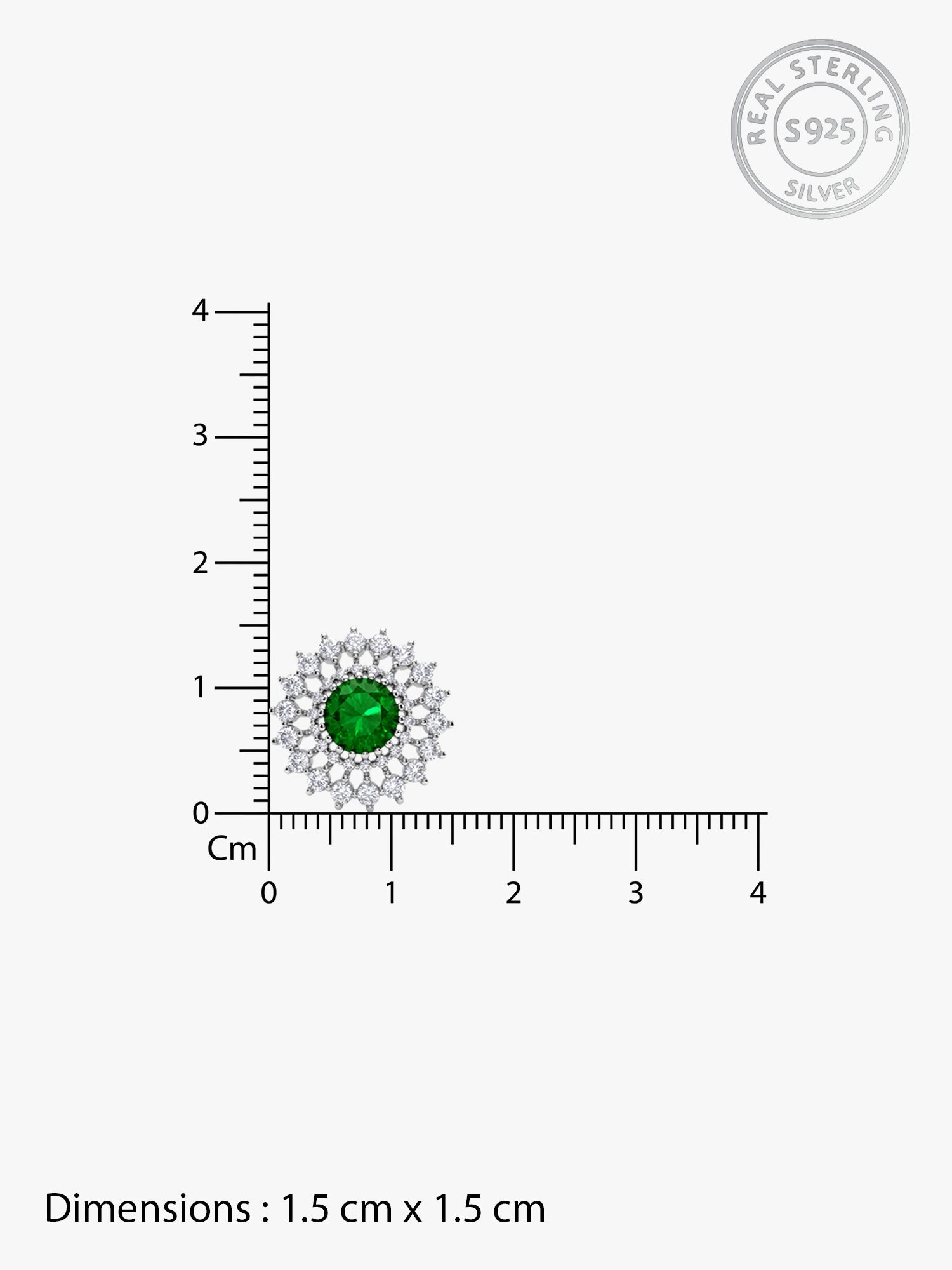 Silver Zircon Emerald Sunshine Studs