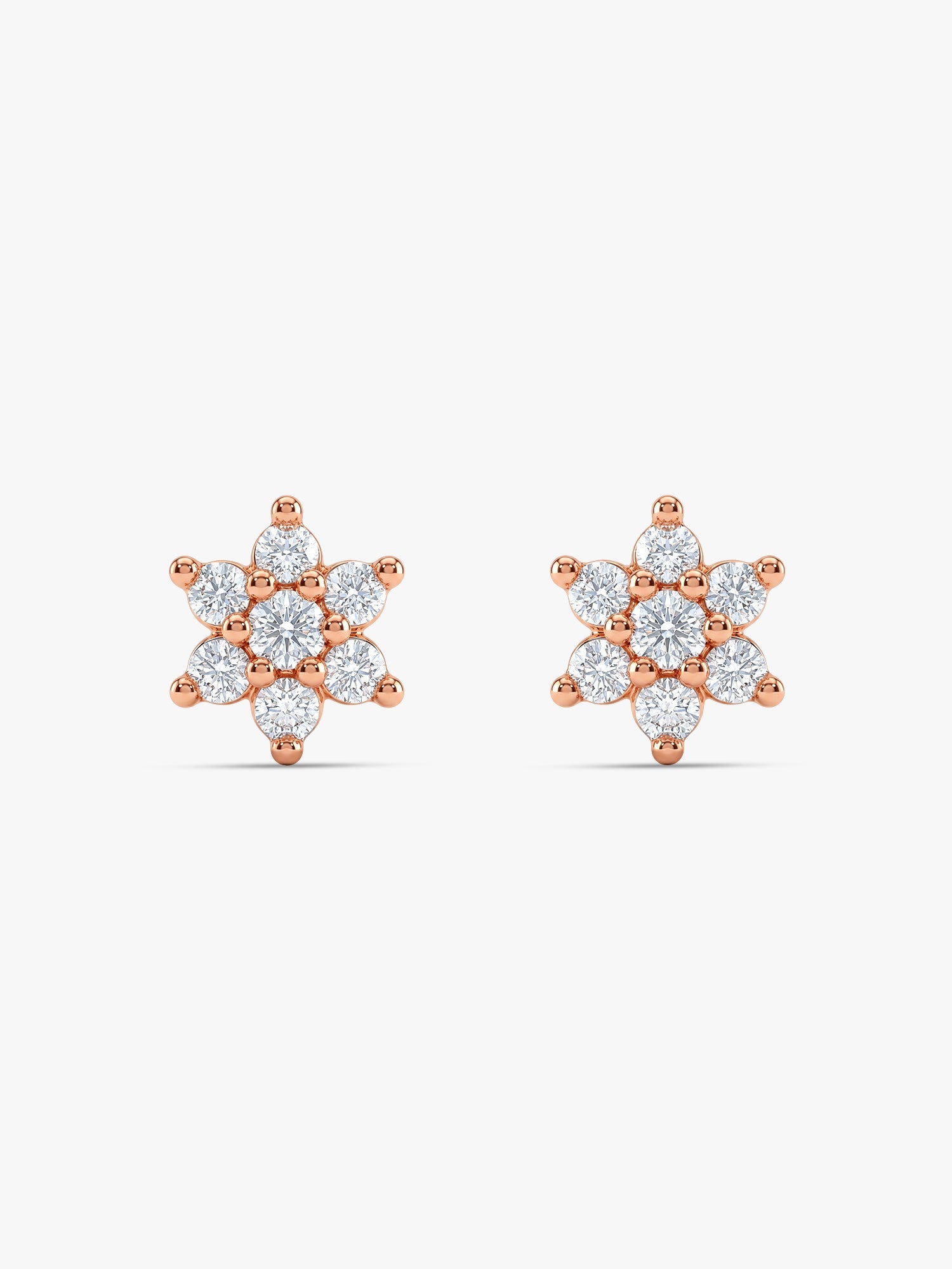 Rose Gold Shining Flower Studs