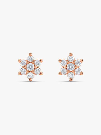 Rose Gold Shining Flower Studs