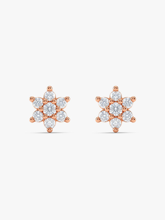 Rose Gold Shining Flower Studs