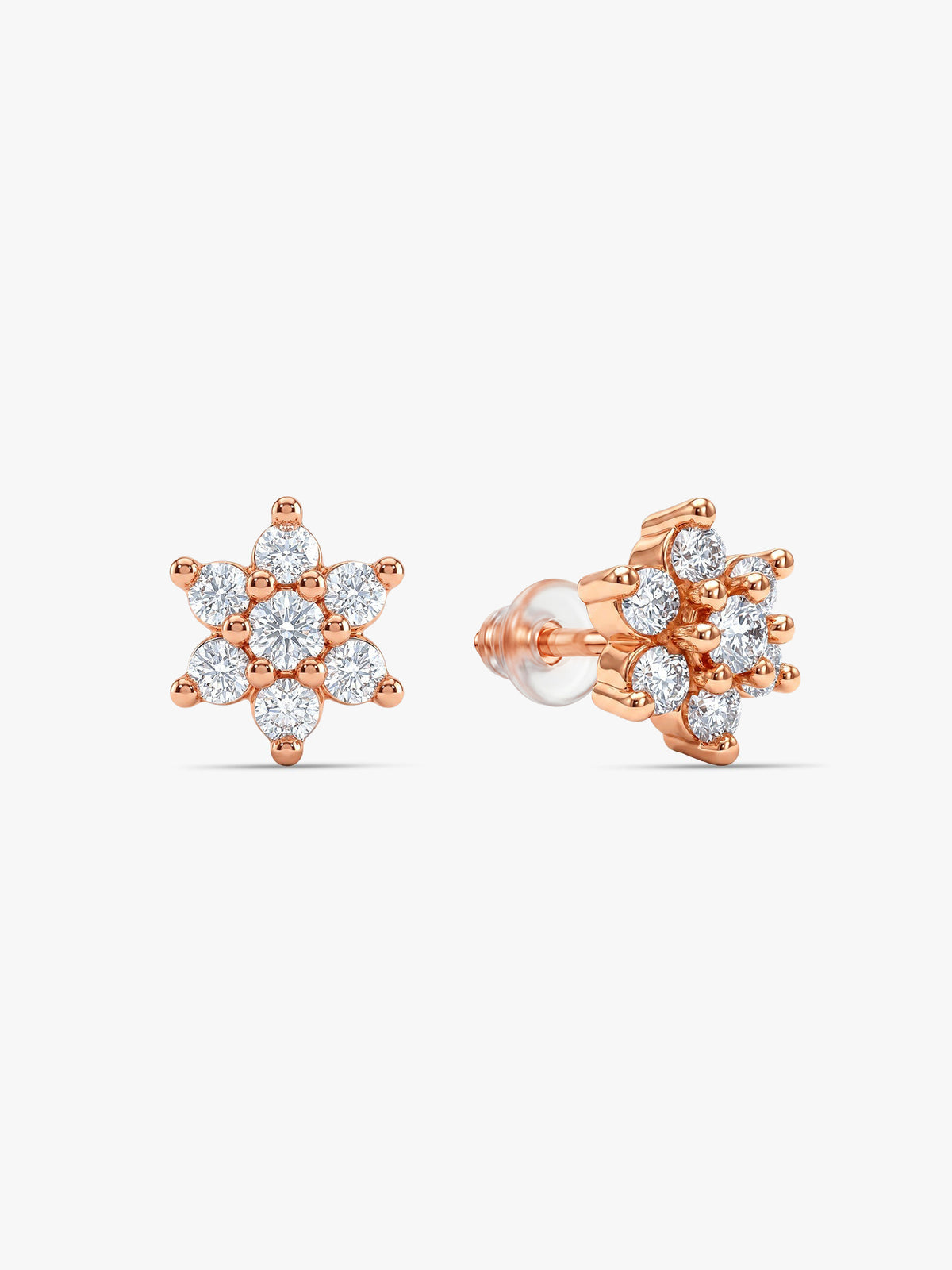 Rose Gold Shining Flower Studs