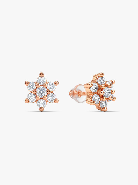 Rose Gold Shining Flower Studs