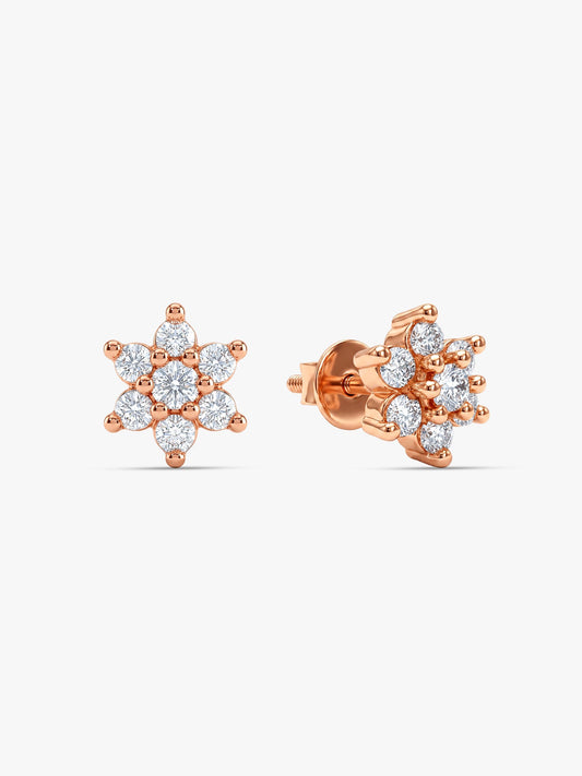 Rose Gold Shining Flower Studs
