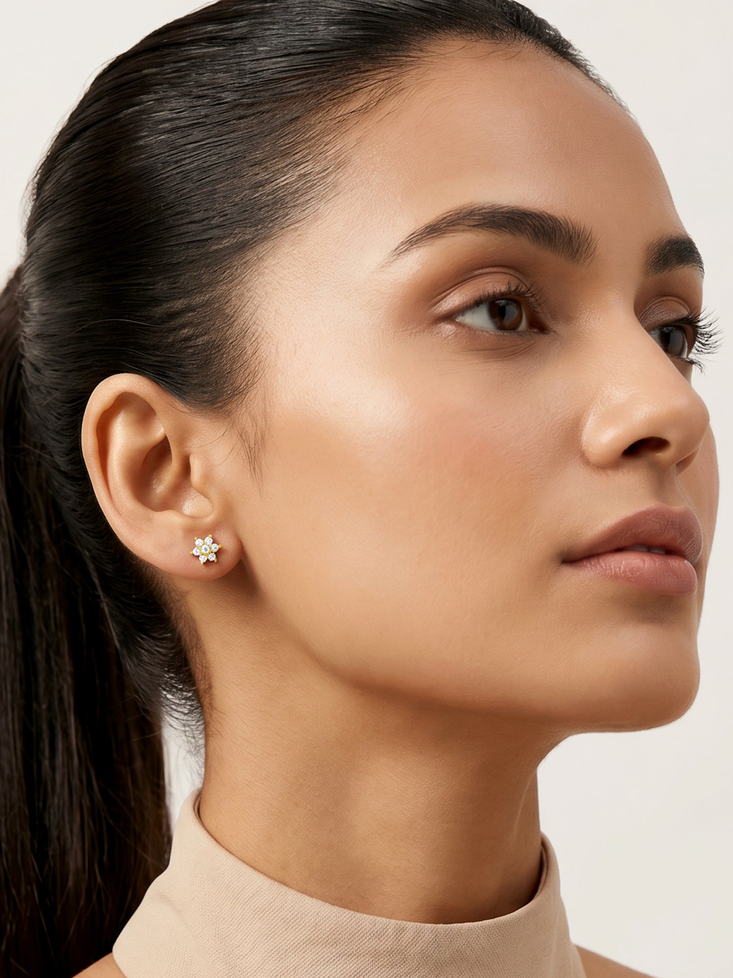 Rose Gold Shining Flower Studs