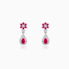 Silver Pink Flower Mini Drop Earrings
