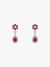 Silver Pink Flower Mini Drop Earrings