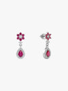 Silver Pink Flower Mini Drop Earrings
