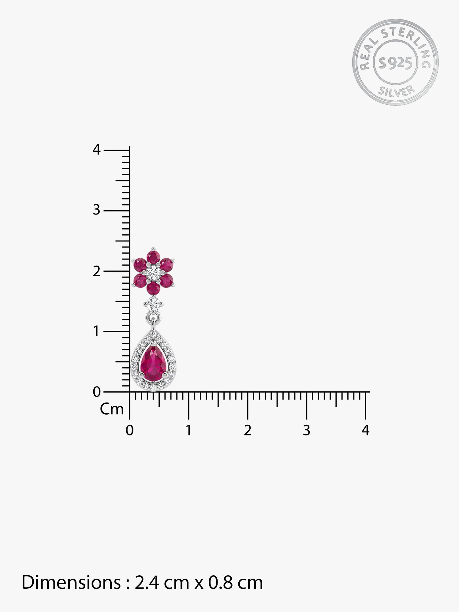 Silver Pink Flower Mini Drop Earrings