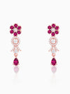 Rose Gold Zircon Pink Flower Drop Danglers