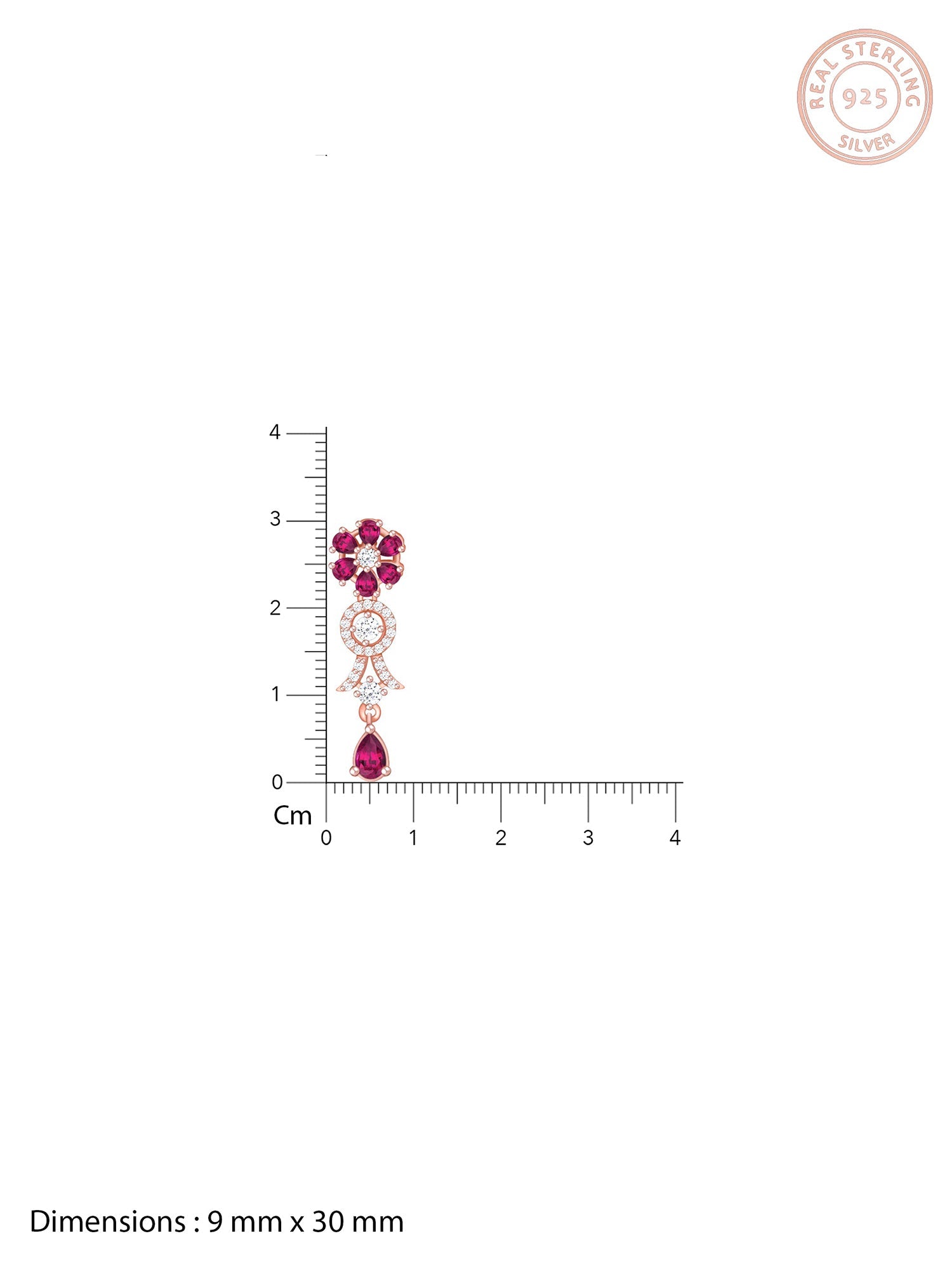 Rose Gold Zircon Pink Flower Drop Danglers