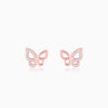 Rose Gold Zircon-Studded Butterfly Earrings