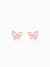 Rose Gold Zircon-Studded Butterfly Pendant With Link Chain