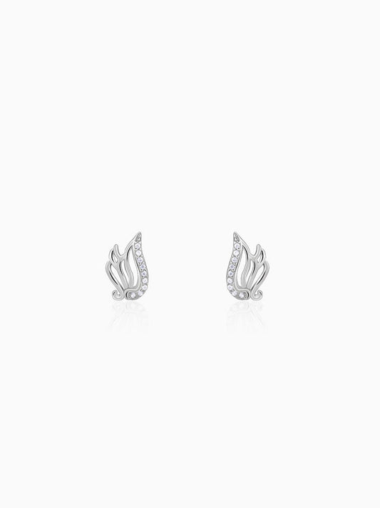 Silver Zircon Winged Earrings