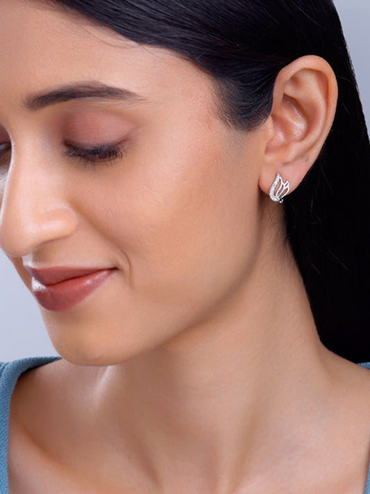 Silver Zircon Winged Earrings