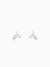 Rose Gold Aqua Dual Chalcedony Leaf Studs