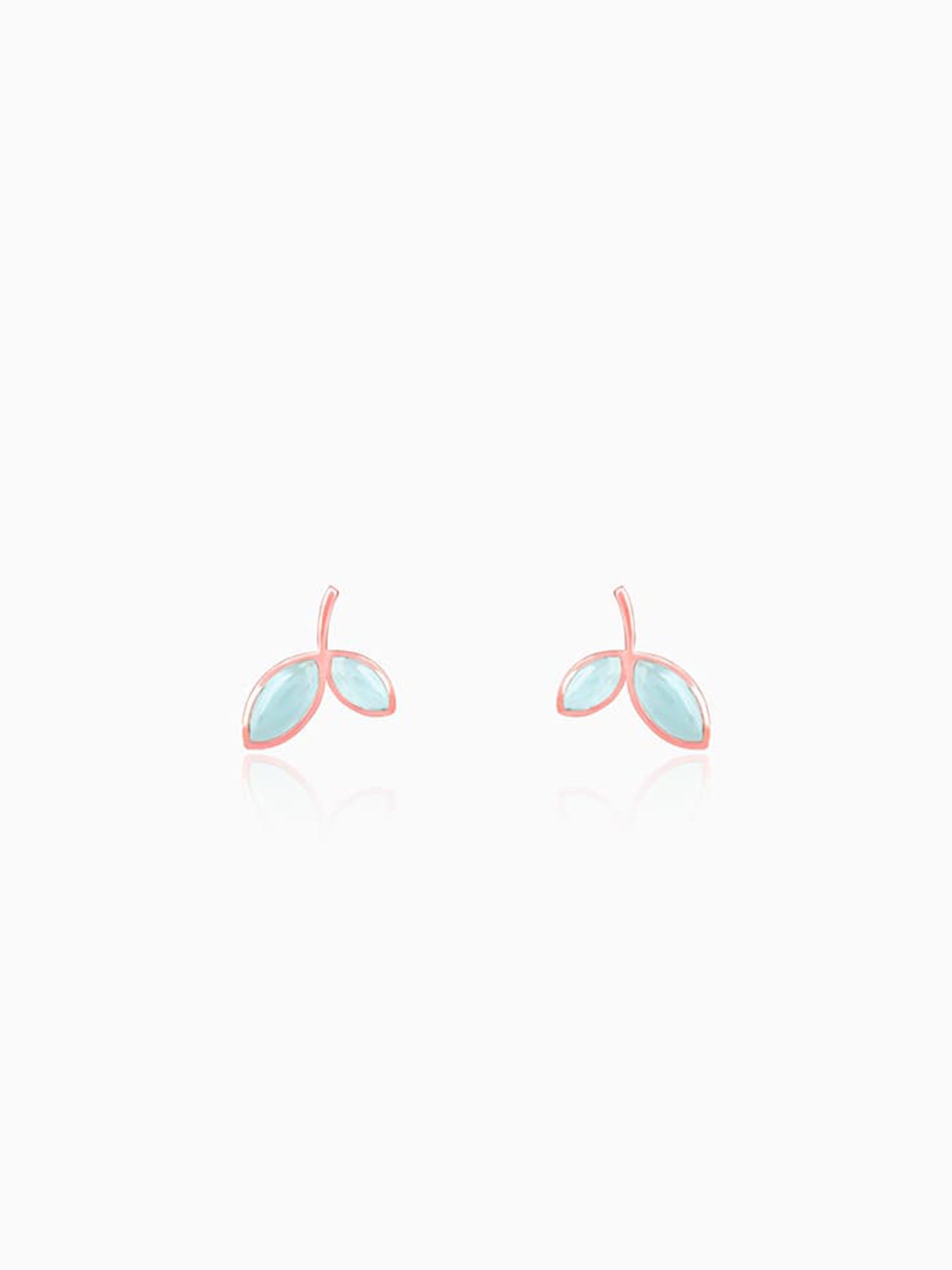 Rose Gold Aqua Dual Chalcedony Leaf Studs
