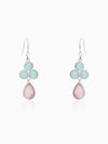 Silver Dual Tone Chalcedony Flower Drop Earrings