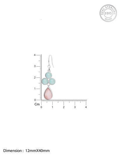 Silver Dual Tone Chalcedony Flower Drop Earrings