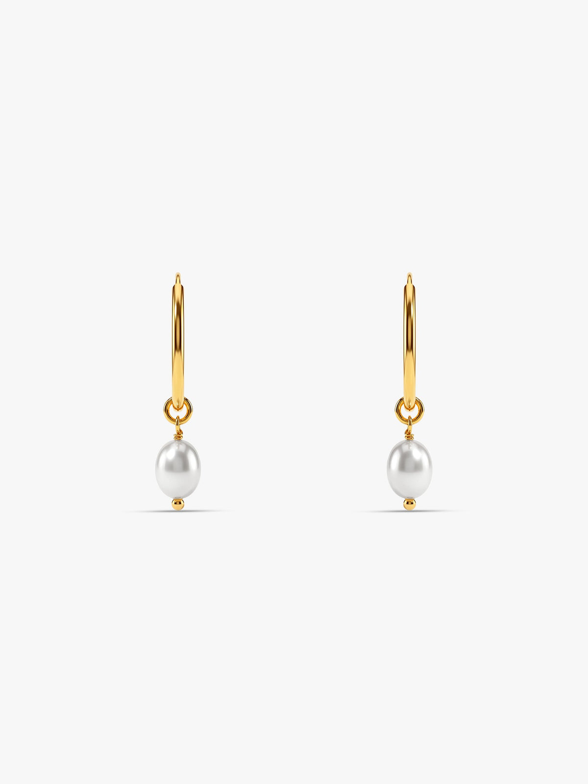 Golden Pearl Drop Hoops