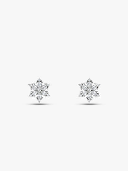 Silver Flowery Snowflake Studs