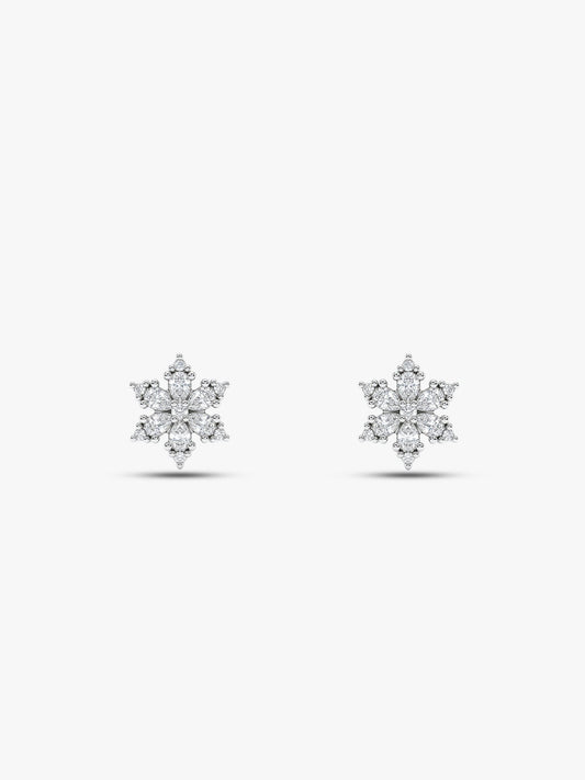 Silver Flowery Snowflake Studs