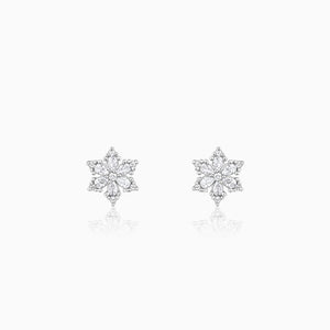 Silver Flowery Snowflake Studs