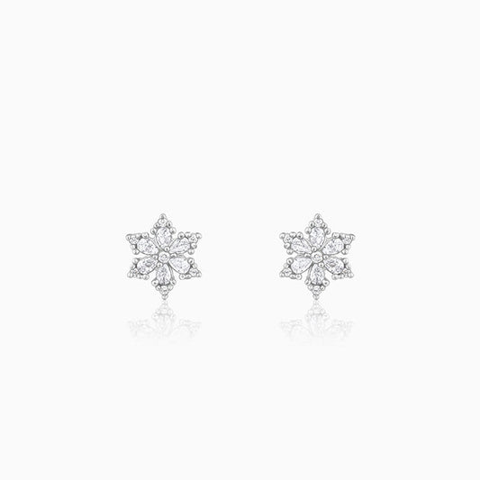 Silver Flowery Snowflake Studs