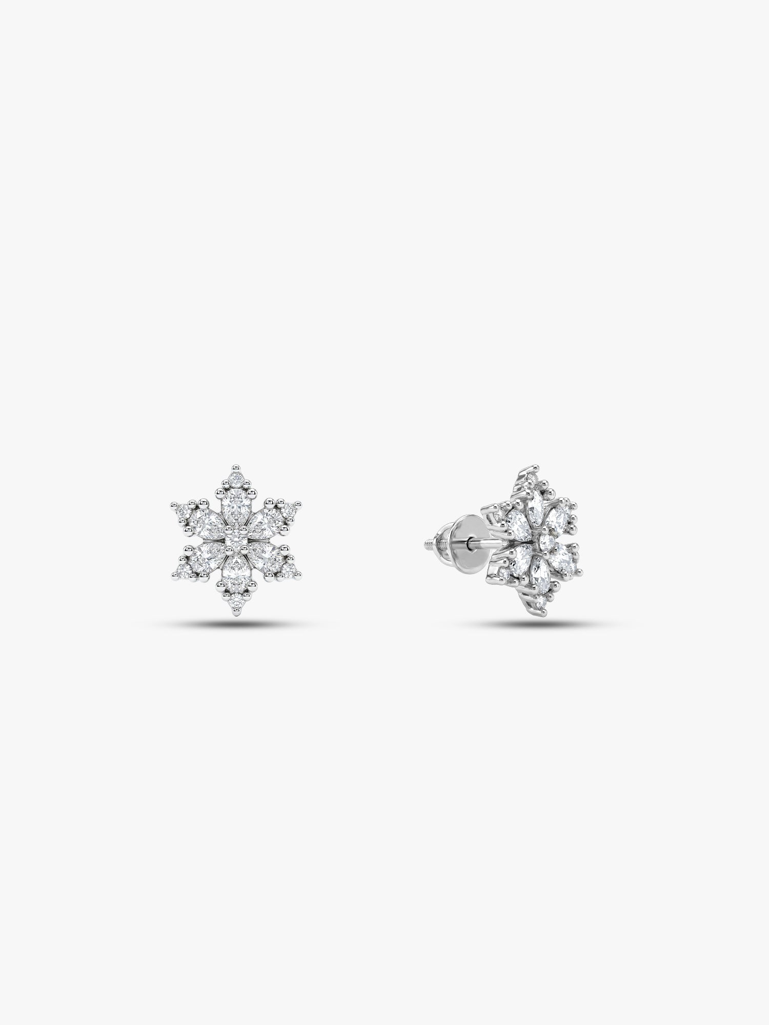Silver Flowery Snowflake Studs