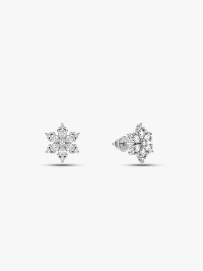 Silver Flowery Snowflake Studs
