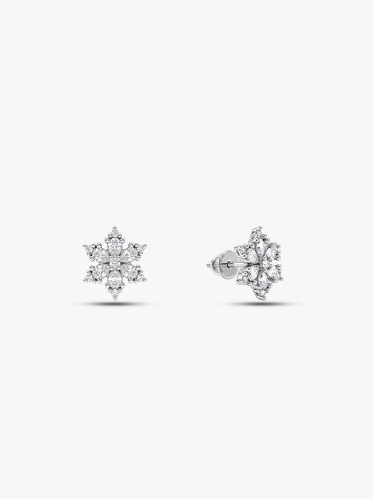 Silver Flowery Snowflake Studs