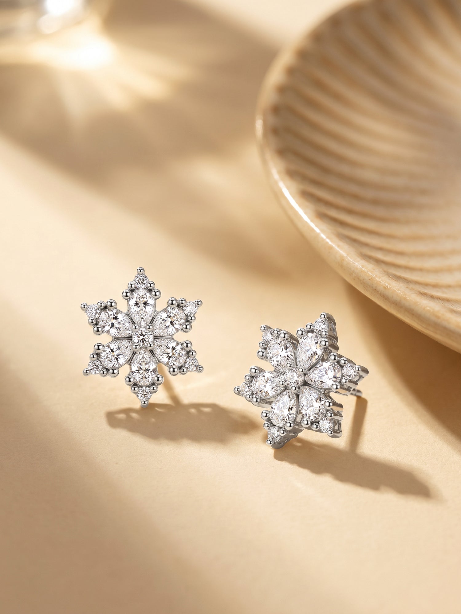 Silver Flowery Snowflake Studs