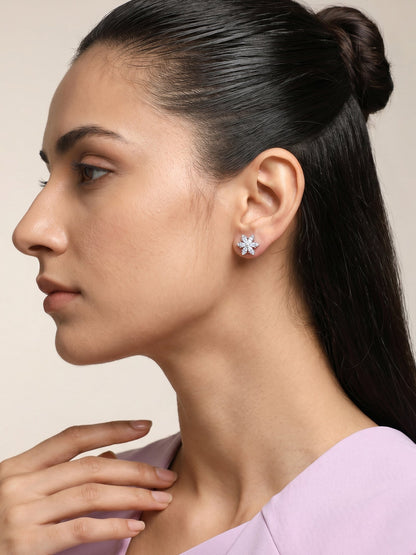 Silver Flowery Snowflake Studs