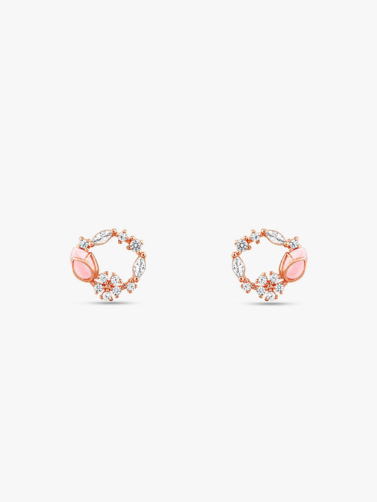 Rose Gold Drop Wreath Studs
