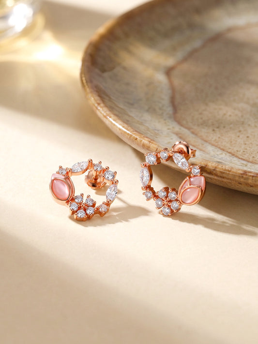 Rose Gold Drop Wreath Studs