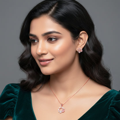 Anushka Sharma Rose Gold Drop Wreath Pendant Set